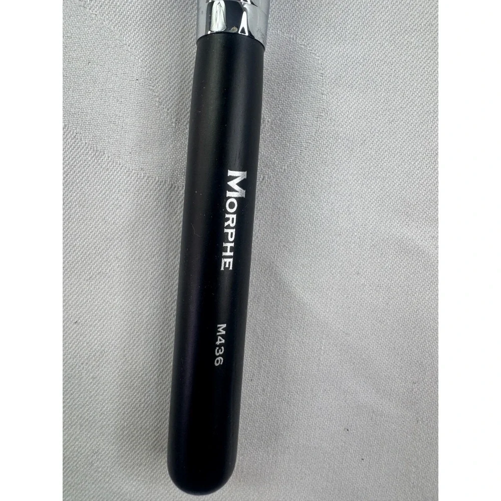 Morphe M436 Mini Duo Fiber Blender Makeup Brush Black Silver Synthetic Natural